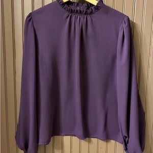 Beautiful Purple Ruffle Collar long sleeve Blouse